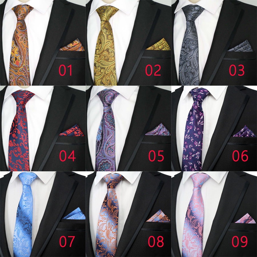 Bộ Cà Vạt Và Khăn Tay 100% Lụa Họa Tiết Hoa Thời Trang Công Sở Cho Nam