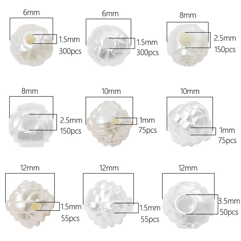 Hạt acrylic ABS giả ngọc trai hình hoa hồng làm vòng tay vòng cổ thủ công