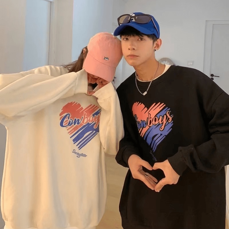 Áo Nỉ Tay Dài Dáng Rộng In Chữ Phong Cách Hàn Quốc Thời Trang Cho Nam Size M-5XL