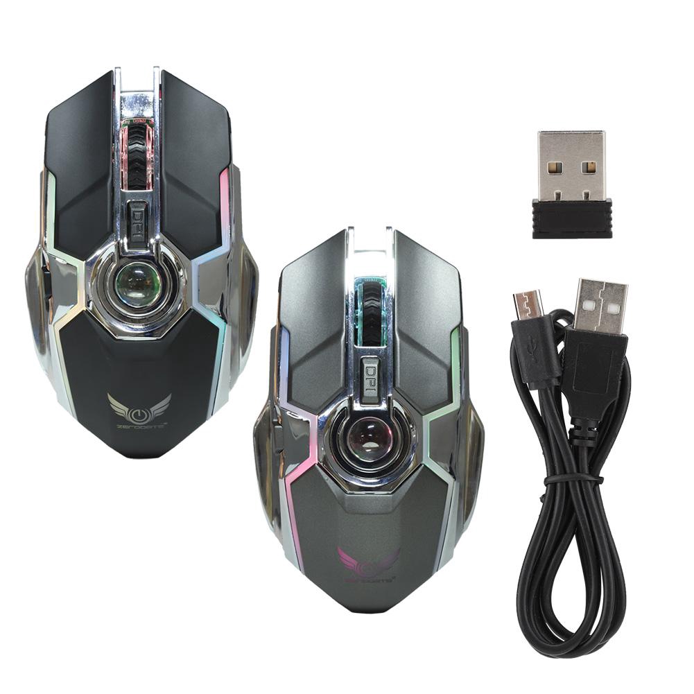 Chuột gaming ZERODATE T30 kết nối không dây 2.4Ghz dùng pin sạc tiện lợi tích hợp LED nhiều màu sắc