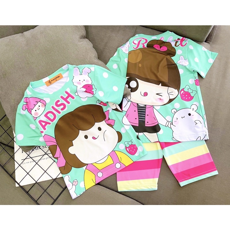 Bộ lửng thun lạnh 3D cho bé gái