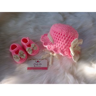 set nón và giày len cho bé gái có đủ size