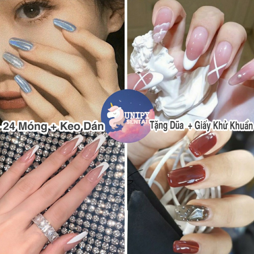 Móng Giả | Set 24 Móng Tay Giả Kèm Dũa Keo Dán Móng | Mã C