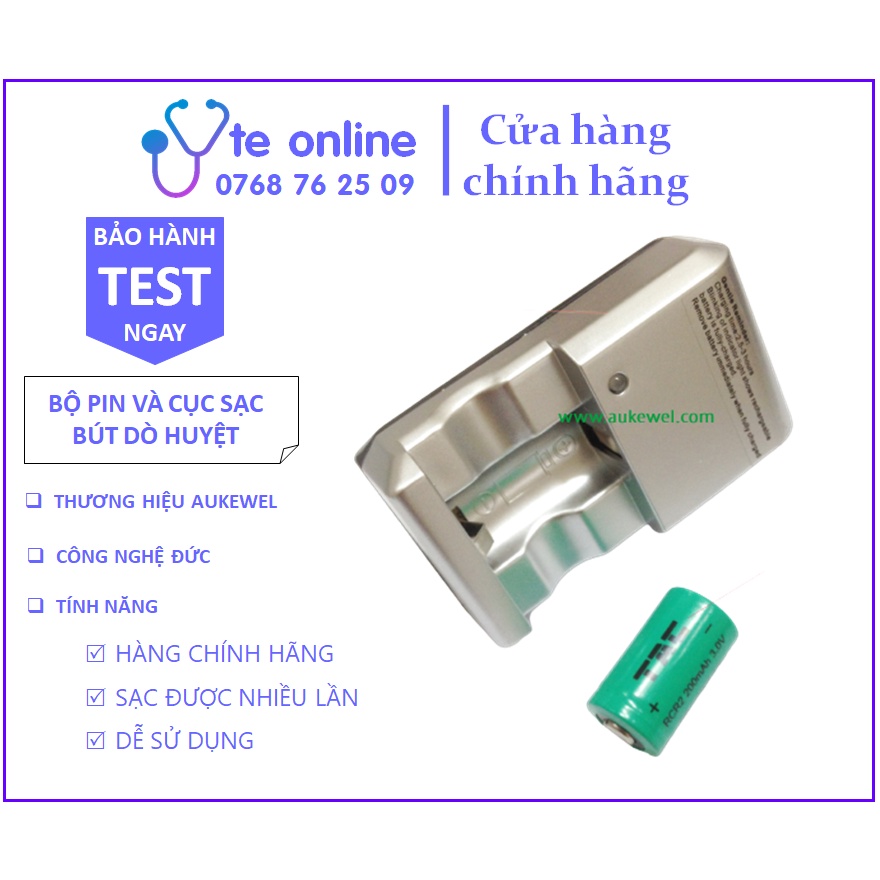 Combo Sạc + Pin RCR2 Aukewel dành cho Bút Dò Huyệt | AK-2000VII, AK-2000B, AK-2000C, Máy Chụp Ảnh, Quay Phim