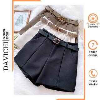 Quần short nữ cạp cao DAVICHI's quần short nữ ống rộng xẻ gấu mã 1025