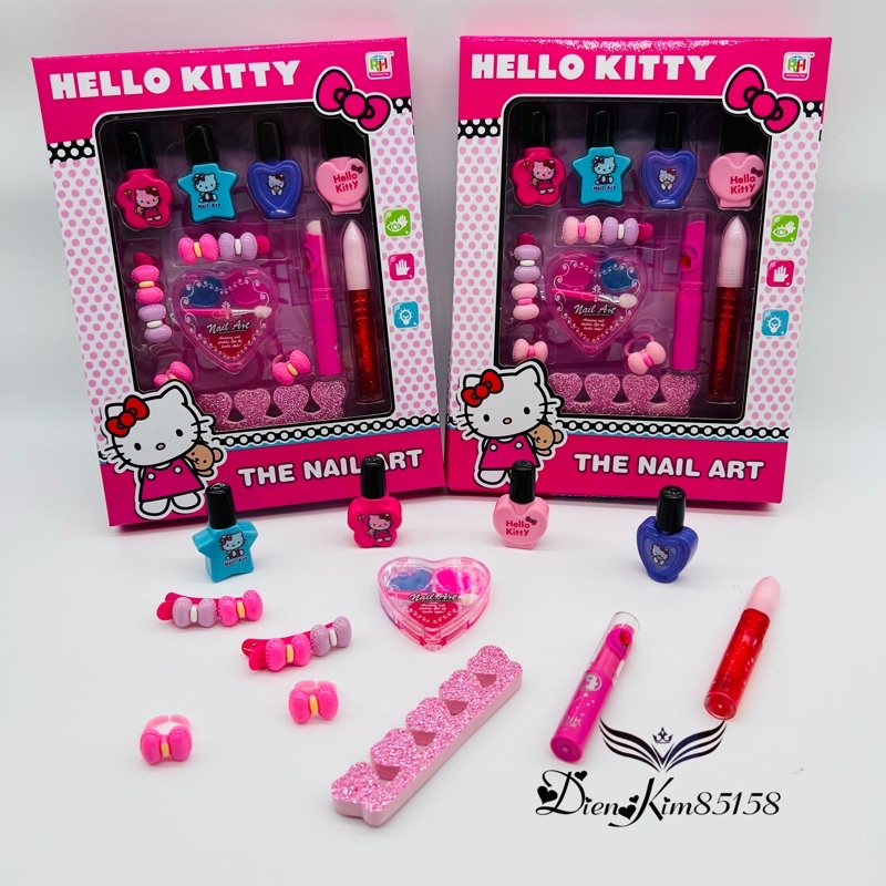 Đồ chơi trang điểm son môi sơn móng tay kẹp tóc hello kitty