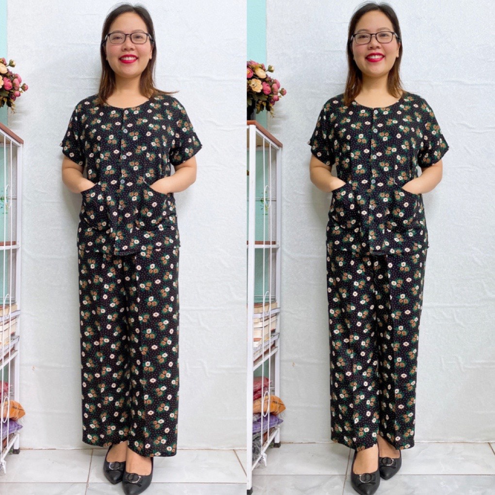 Bộ Đồ Trung Niên- Bộ Lanh Cài cúc Quần Dài tay  cộc cho người già