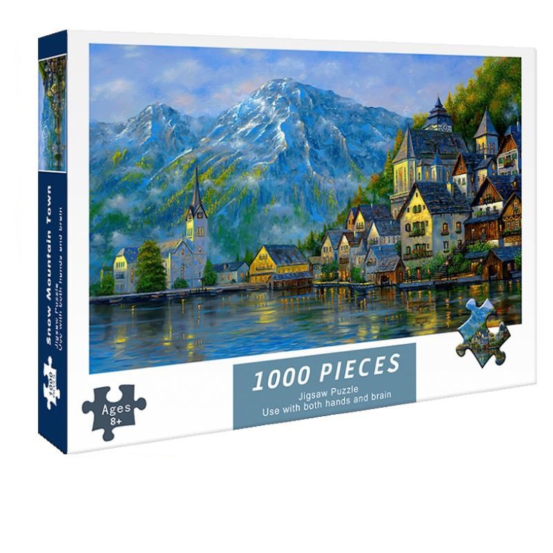 Bộ Tranh Ghép Xếp Hình 1000 Pcs Jigsaw Puzzle Tranh Ghép (75*50cm) Snow Mountain Town Bản Đẹp Cao Cấp-H25