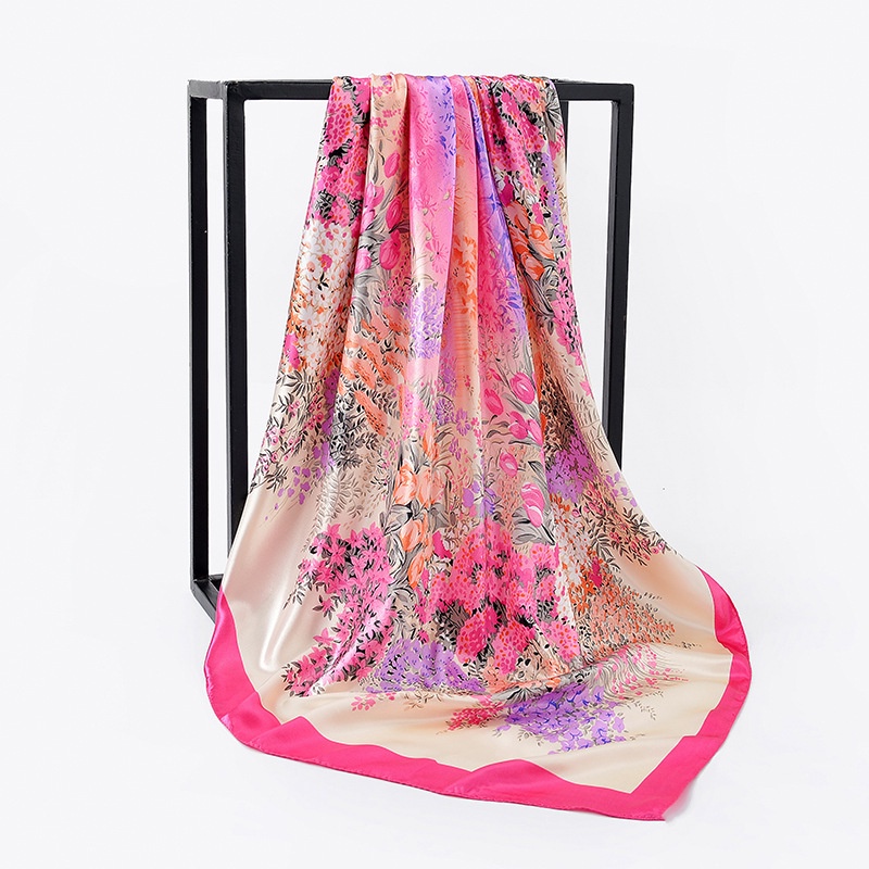Khăn Choàng Satin Vuông 90CM(35.4inch) Thời Trang Dành Cho Nữ WJ1001-75