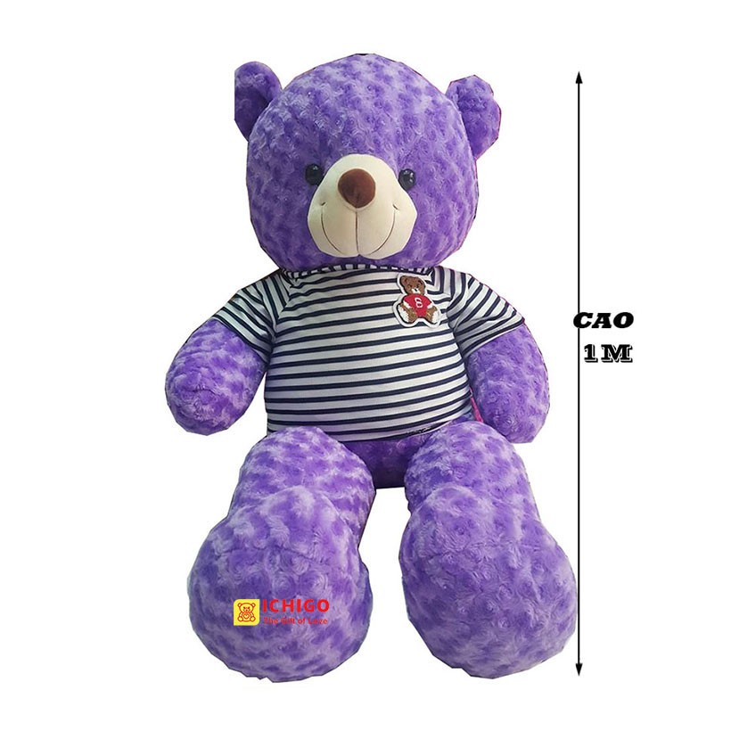 GẤU BÔNG TEDDY Cao Cấp khổ vải 1m2 màu TÍM ĐẢM BẢO 100% GÒN