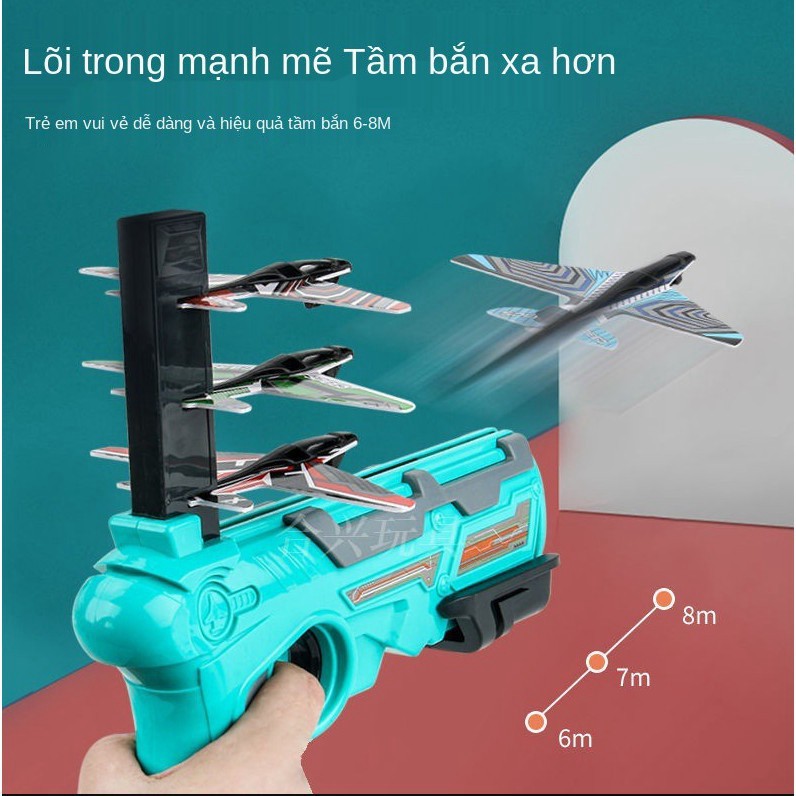 Đồ chơi sung phóng máy bay ch0 trẻ em , đồ chơi máy bắn máy bay lượn mô hình trẻ em