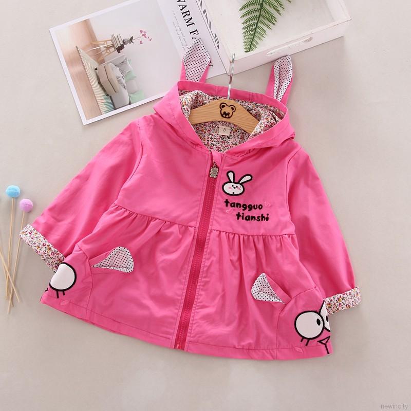 Áo khoác có nón tai thỏ dễ thương cho bé gái