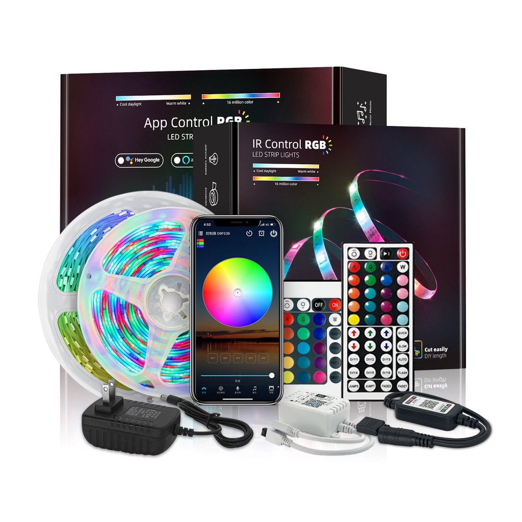 Bộ Đèn Led RGB 5M Dây Dán Đổi Nhiều Màu Có Điển Khiển và Dùng App Led 7 màu RGB quay tik tok giá rẻ