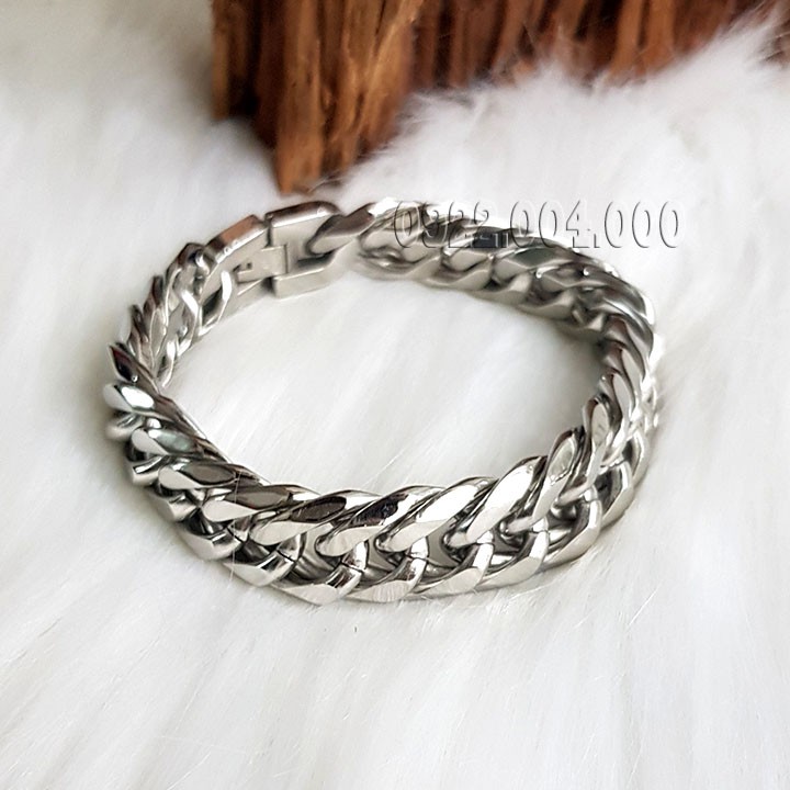 Lắc tay xích kép giác cạnh bảng 1.6cm, lắc tay nam LZ1680.