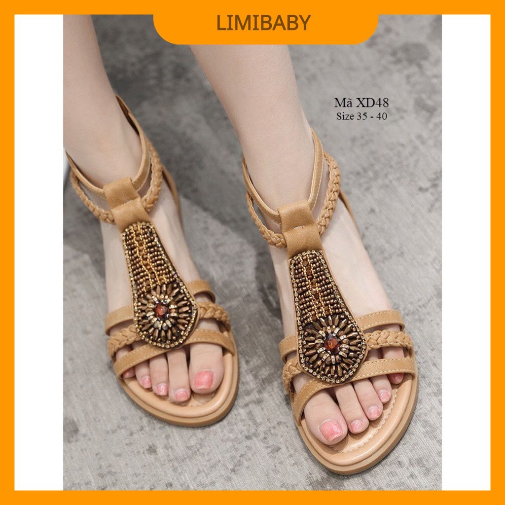 Sandal nữ đi học đế bệt đẹp thời trang da mềm khóa kéo tiện dụng quai ngang đi học đi biển cho học sinh tiểu trung học X