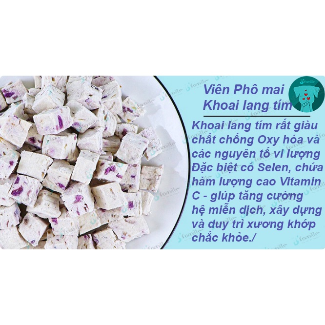 Snack chó mèo JFamille, Viên Phô mai nướng thịt Vịt và rau củ, treat thưởng cho chó, bổ sung Protein và chất xơ. JF176