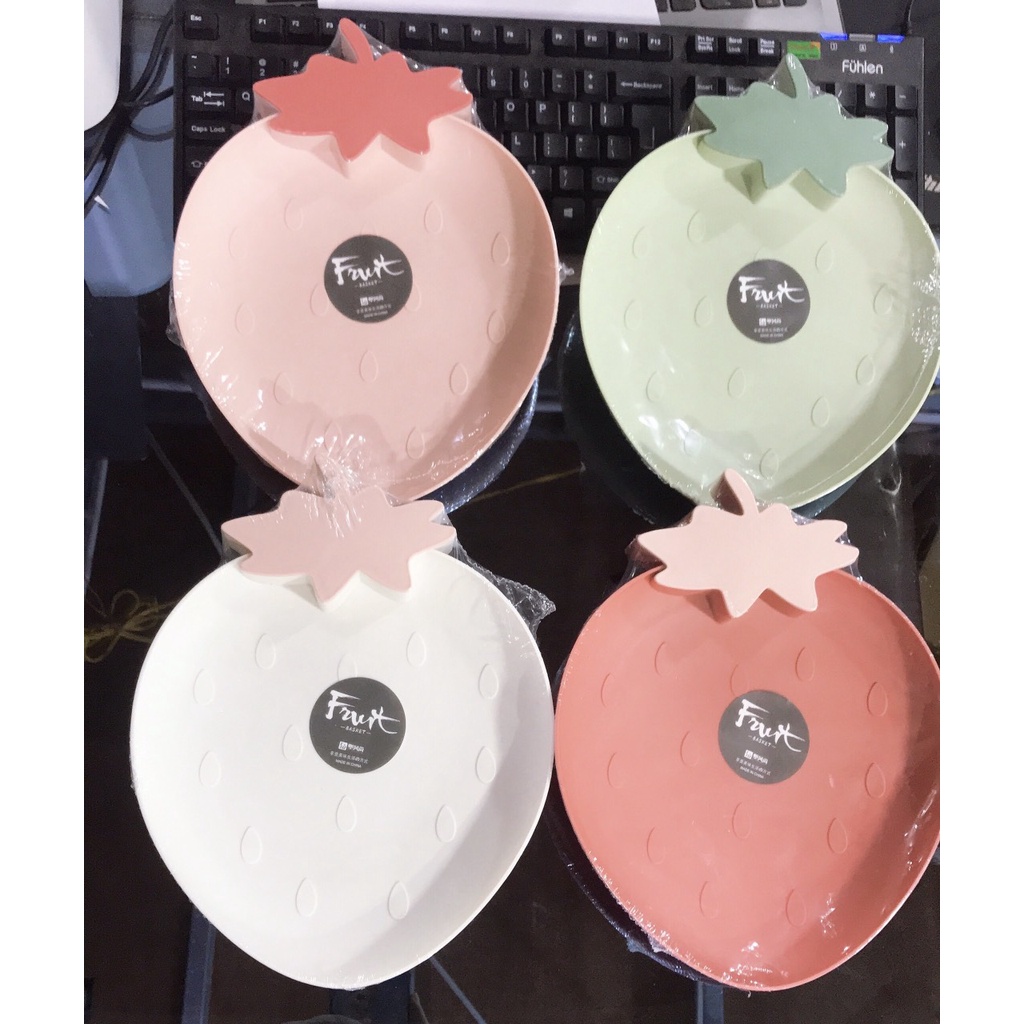 Khay ăn dặm, hình trái Dâu tây  đĩa đựng hoa quả bằng nhựa