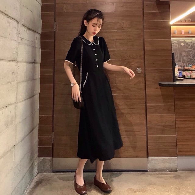 ORDER Váy phối ren cúc trước