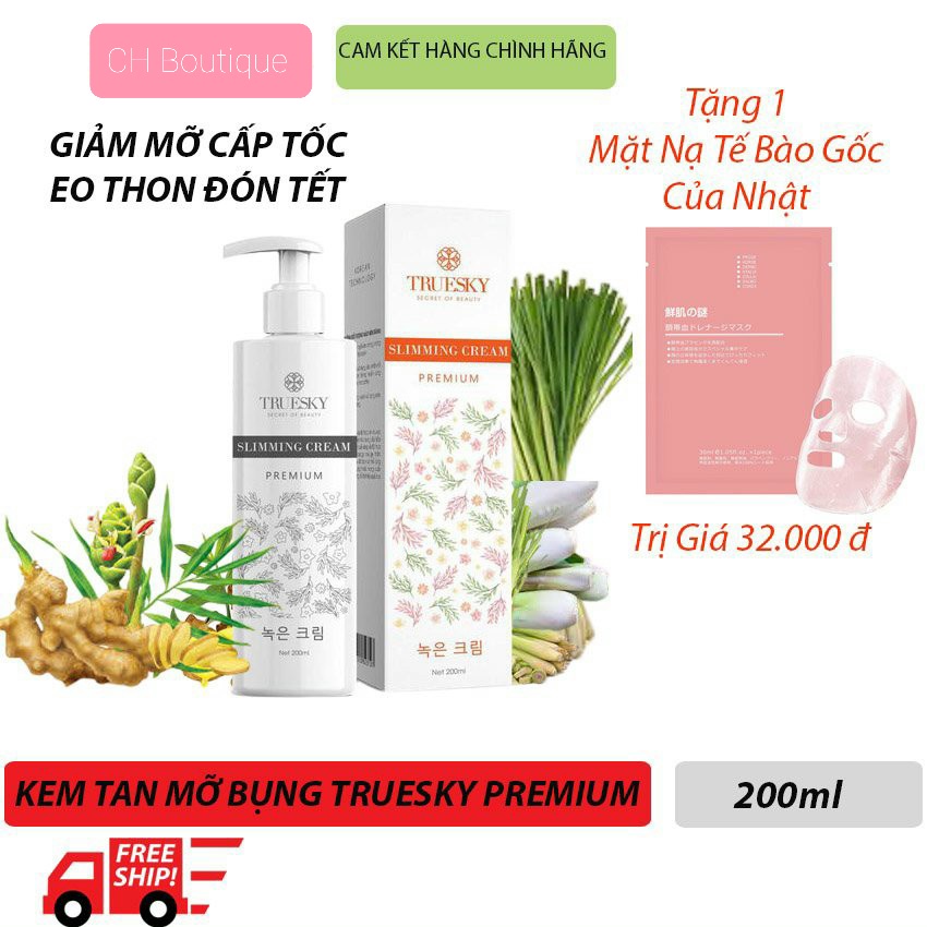 Kem Tan Mỡ Bụng Cấp Tốc 200ml Chiết Xuất Quế Gừng Truesky Premium Dạng Vòi Nhấn, naturequeenhcm