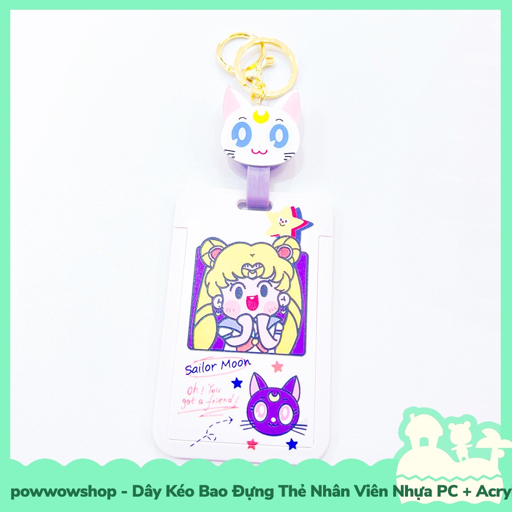 [Sẵn VN - Hỏa Tốc] Dây Kéo Bao Đựng Thẻ Nhân Viên Nhựa PC + Acrylic Mẫu Nhân Vật Hoạt Hình Game Kirby &amp; Sailor Moon