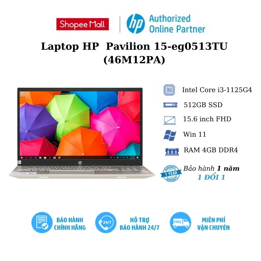 [Mã ELHP15 giảm 10% ] Laptop HP Pavilion 15-eg0513TU (46M12PA)/ Core i3/ RAM 4GB/ 256GB SSD/ 15.6 inch