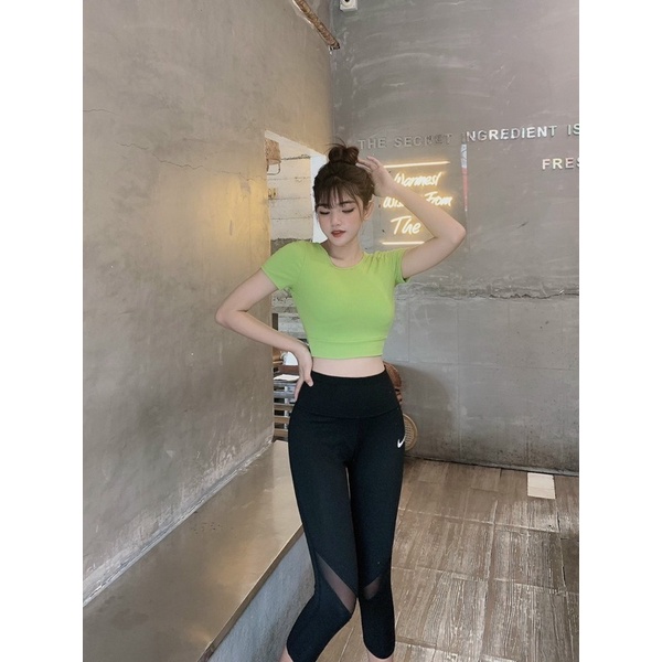 SET LỬNG ÁO CROP NƠ ( KHÔNG KÈM ÁO BRA TRONG) GYM, THỂ THAO,YOGA