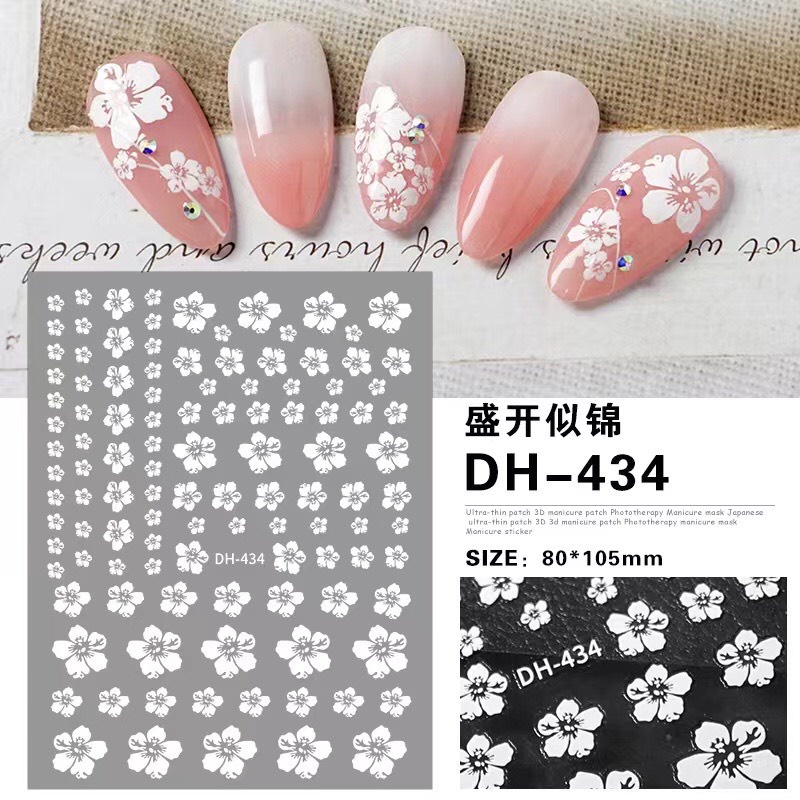 STICKER TRANG TRÍ NAIL CÁC MÃ HOA TRẮNG