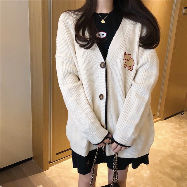 Áo khoác len viền kẻ, cardigan khoác len dáng ngắn xịn sò