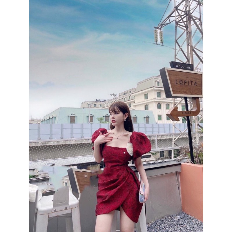 ĐẦM GẤM ĐỎ BÚT CHÌ NGẮN