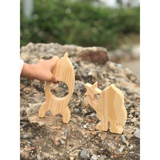 Combo tàu vũ trụ và người ngoài hành tinh bằng gỗ chưa tô màu - Đồ chơi gỗ Gemoni
