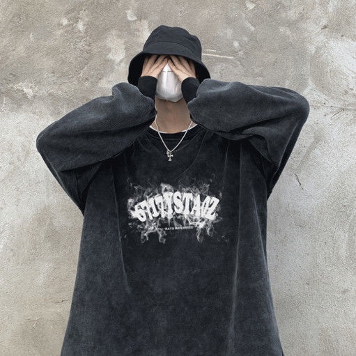 Áo Sweater Cotton Cổ Tròn Dáng Rộng Thời Trang Retro Dành Cho Nam