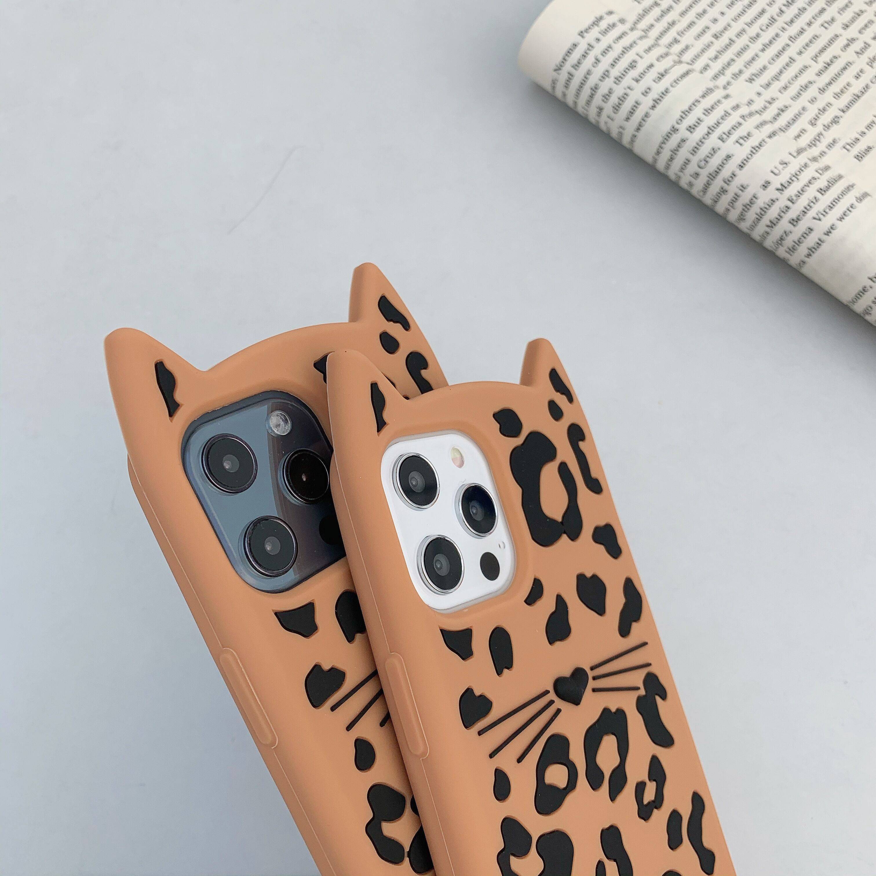 Cartoon Leopard Cat Phone Case Apple iPhone 6 6s 7 8 Plus X XR XS 11 Pro Max iPhone SE (2020) Casing Soft Silicone Cover Bag