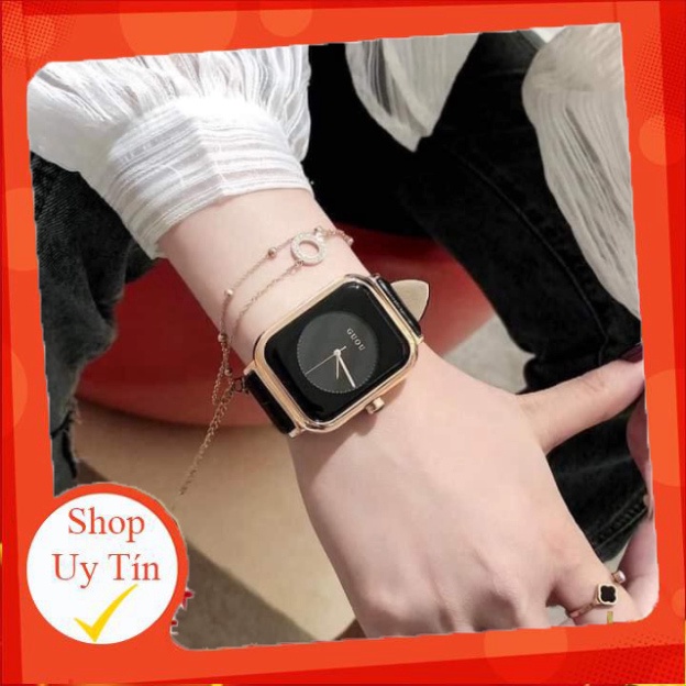 Đồng hồ nữ  mặt chữ nhật G.u.o.u dây da siêu xinh , da siêu mêm , siêu bền hợp thời trang - donghoket - GCNN-ketstore