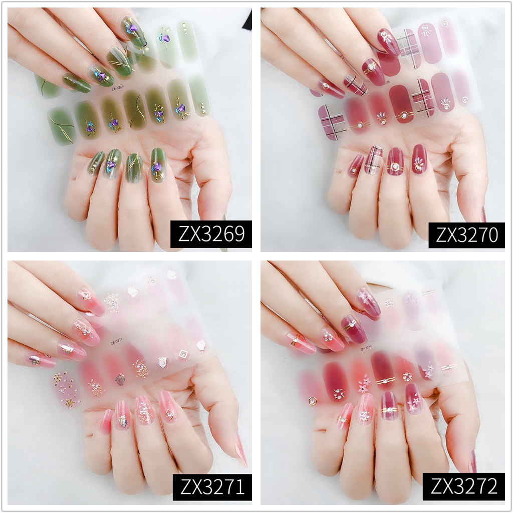 Bộ miếng dán trang trí móng tay nghệ thuật 3D ánh ngọc trai DIY ZX3241-3258