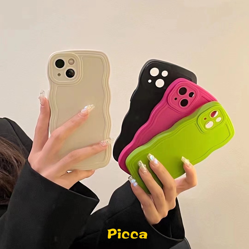 Ốp Điện Thoại Silicon Chống Sốc Viền Gợn Sóng Màu Kẹo Cho IPhone 11 XR 7 8 14 Plus 11 12 13 14 Pro MAX X 7Plus 8Plus XS MAX