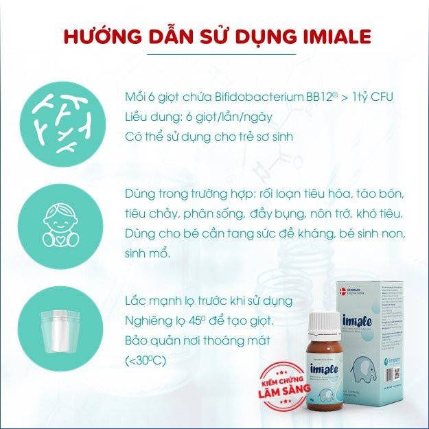 Men Vi Sinh IMIALE - Bổ Sung Lợi Khuẩn Sống Gắn Đích Từ Đan Mạch, Hỗ Trợ Cải Thiện Tiêu Hóa Cho Bé Tăng Đề Kháng Cho Trẻ