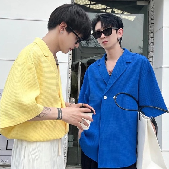 Áo sơ mi tay lỡ màu trơn phong cách hàn quốc ngắn màu sơmi nam tay ngắn trơn dáng rộng phong cách thời trang cho shirt nam