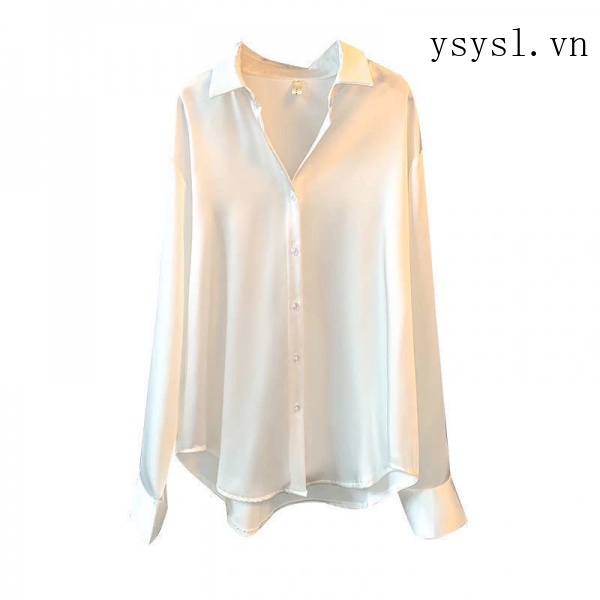Áo Sơ Mi Vải Satin Tay Dài Thời Trang Xuân Thu Phong Cách Hong Kong Mới 2021