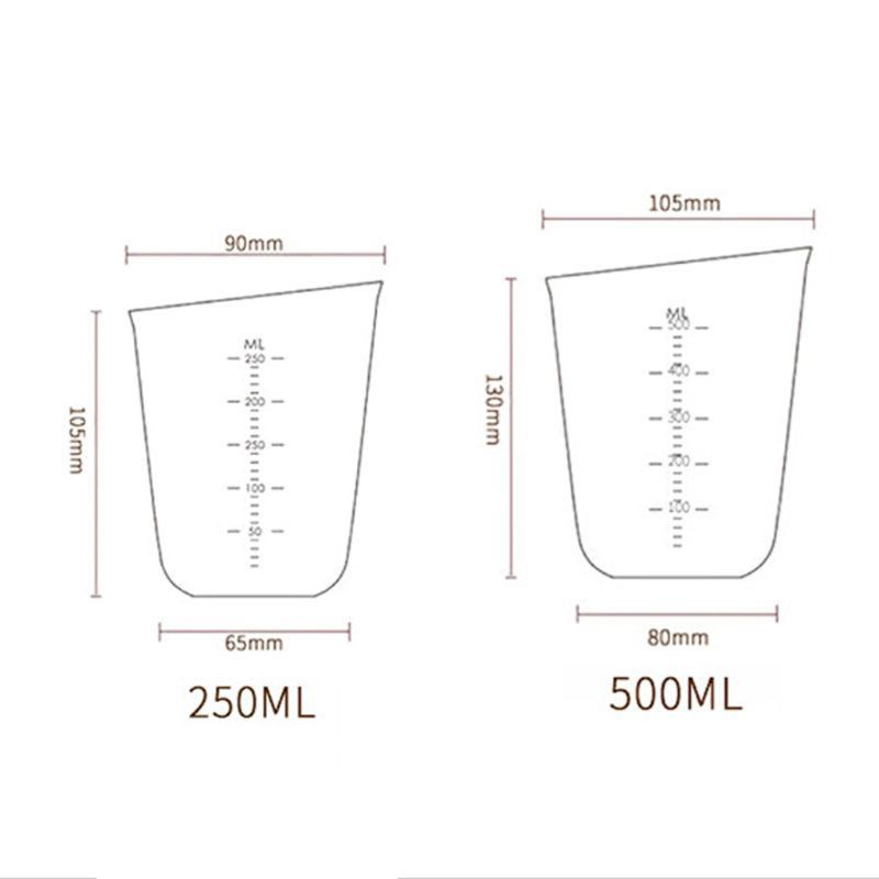 [Hàng mới về] Cốc đo lường làm trang sức bằng silicon 250/ 500ml có thể tái sử dụng