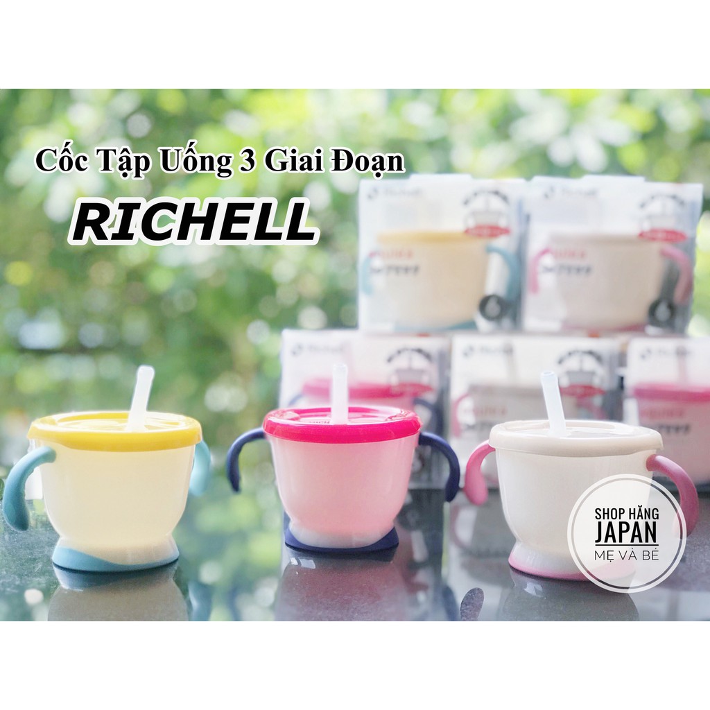 Cốc tâp uống 3 giai đoạn Richell Nhật Bản cho bé