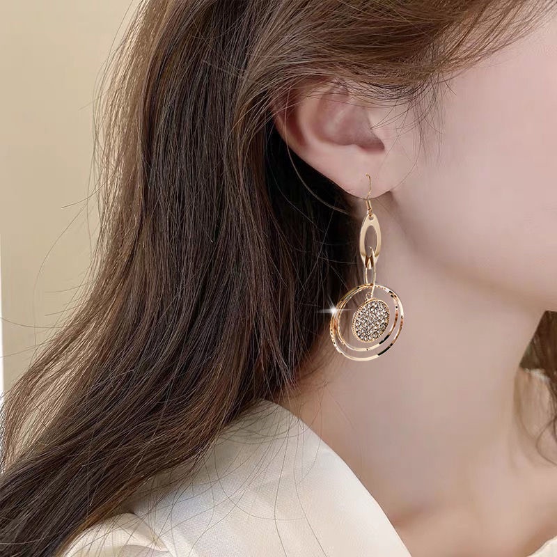 Bông Tai Mạ Vàng Mặt Hình Tròn 2021 Thời Trang