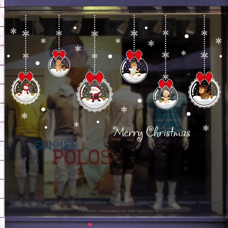 Decal dán tường bông tuyết và bong bóng noel trang trí giáng sinh XL628