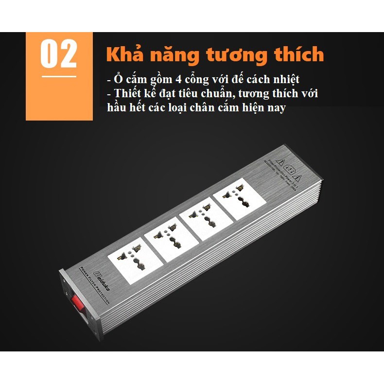 Bộ ổ cắm 4 cổng lọc nguồn điện cho dàn âm thanh Weiduka AC 2.2 - Bộ lọc nguồn Weiduka AC 2.2