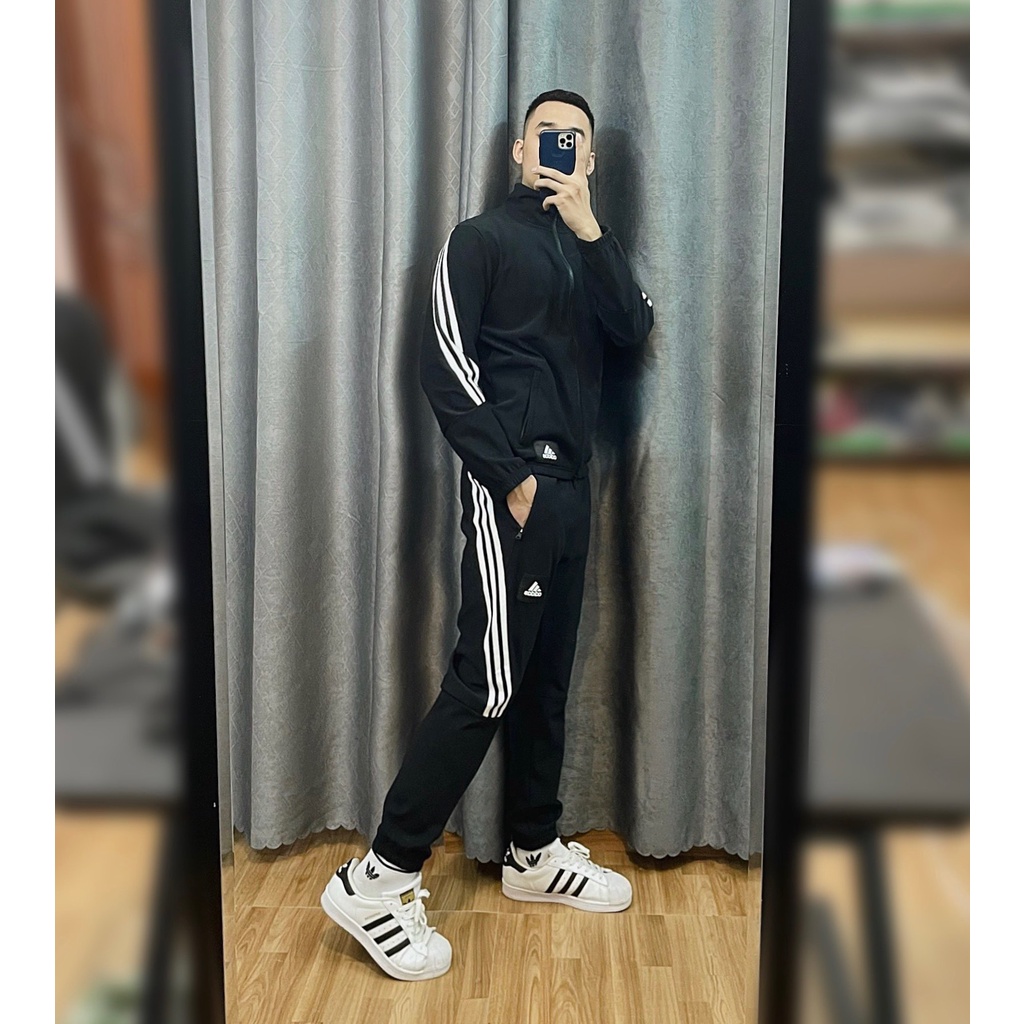 Bộ thể thao adidas gió 3 sọc chéo