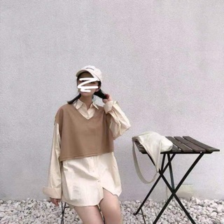 [ SIÊU XINH ]Sét áo sơ mi thụng màu+gile D&N