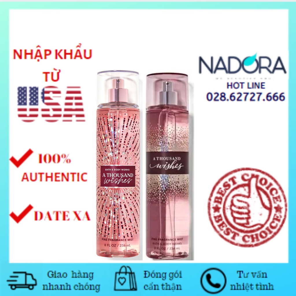 XỊT THƠM A THOUSAND WISHES - BATH AND BODY WORKS BODY MIST 236ML
