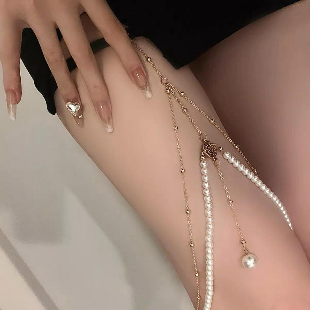 [ Boho] Dây xích kim loại thời trang đeo đùi quyến rũ dành cho nữ