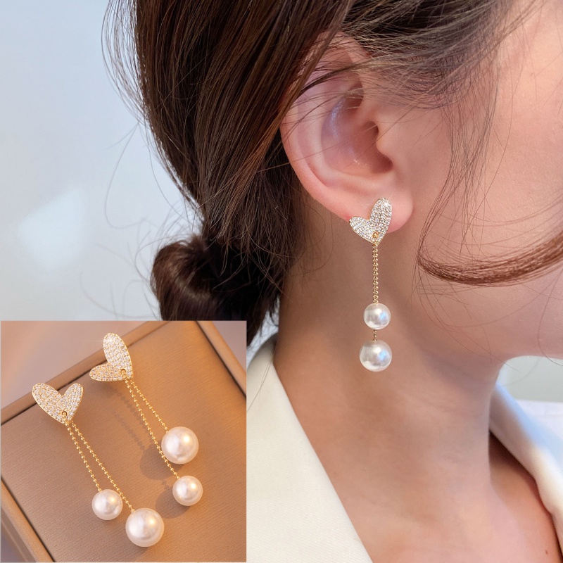 Khuyên Tai Dáng Dài Đính Hạt Ngọc Trai Nhân Tạo Phong Cách Hàn Quốc Mới 2022 S925