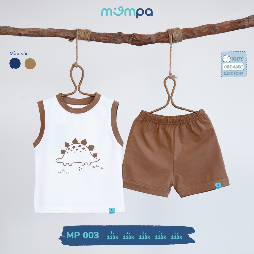 Bộ quần áo cộc tay bé trai in hình chất cotton mềm hãng Mompa