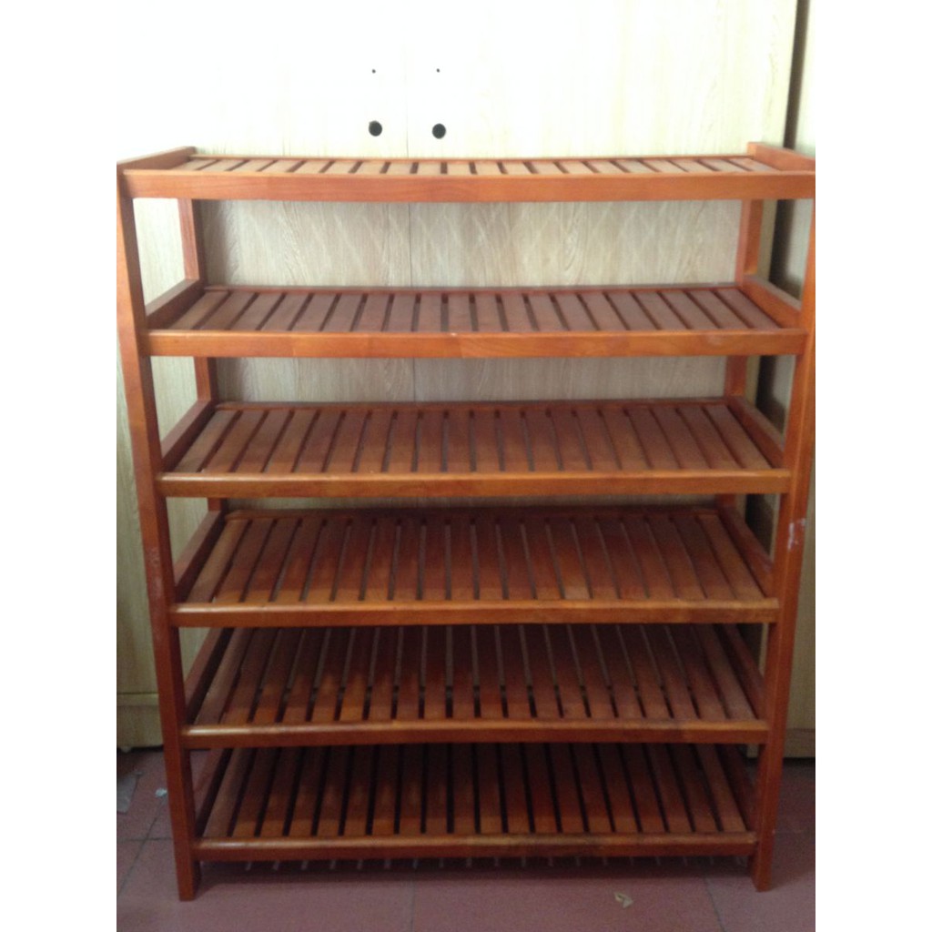 Kệ Giày Dép Gỗ Cao Su 5 Tầng Đầy Đủ Kích Thước Siêu Bền